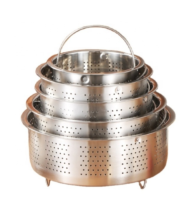 2023 Top Kitchen Colander Steamers 304 stainless steel Food Steamer Steam Basket with Handle