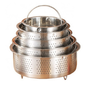 2023 Top Kitchen Colander Steamers 304 stainless steel Food Steamer Steam Basket with Handle