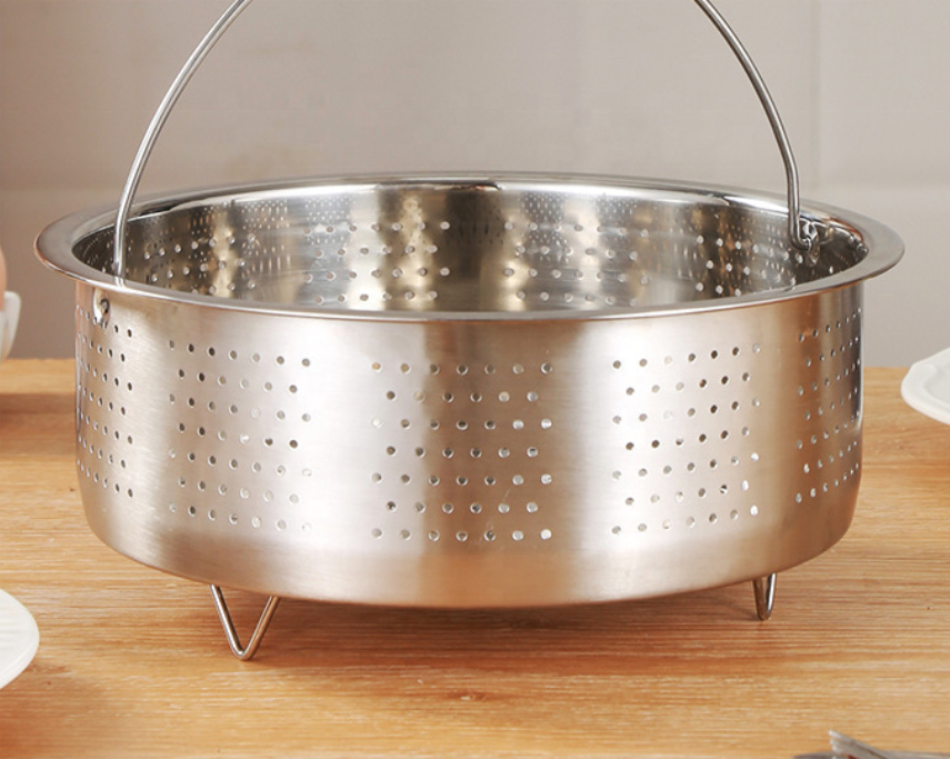 2023 Top Kitchen Colander Steamers 304 stainless steel Food Steamer Steam Basket with Handle