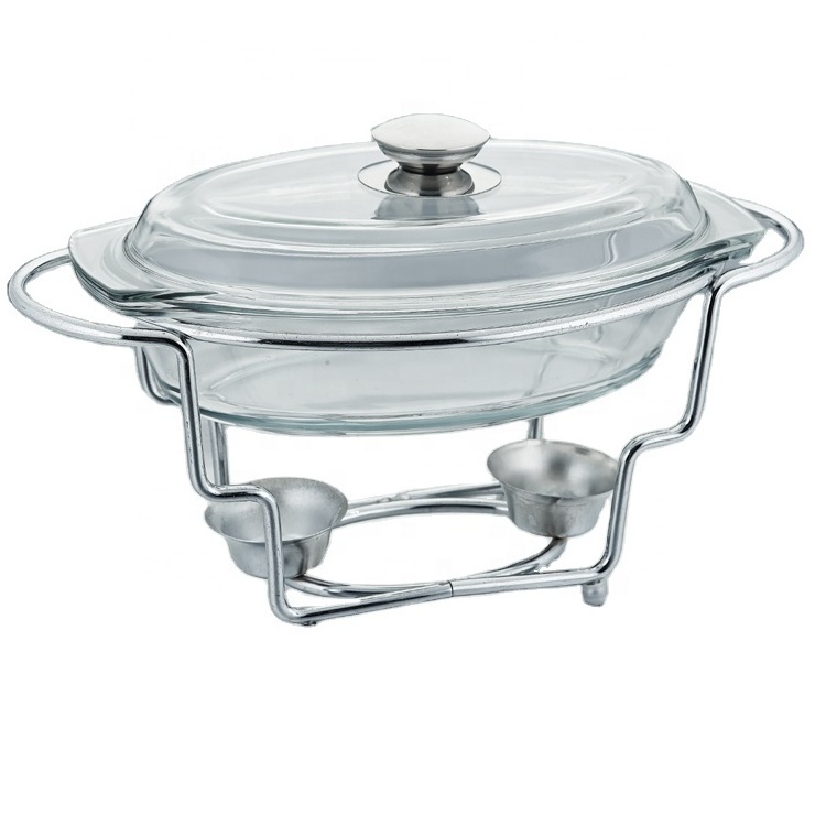 Durable Professional Hospitality Supplies Buffet Ware Catering Big Oval Roll Top Round Glass Lid Chafing Dish