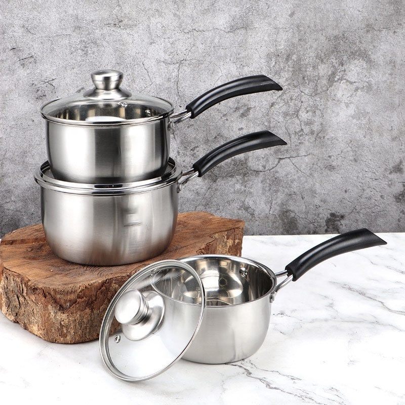 2023 New 6-Pieces Stainless Steel Cookware Set Polished Deep Cooking Pots With Different Sizes Kitchen Milk Pots