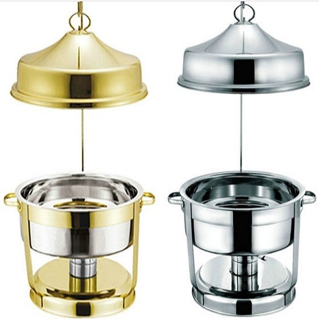 New style stainless steel chafing dish silver color gold color  deep capacity chafing dish round lid rotating chafing dish