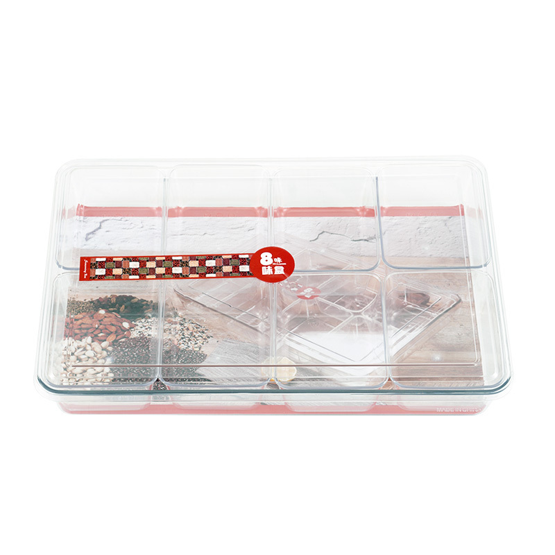 High quality seasoning 8 compartment spice box / stainless steel rectangular spice box with lid