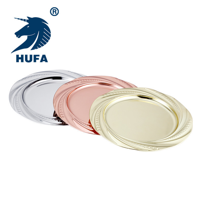 High quality silver stainless steel chrager plates for wedding party pearl plate with golden edge wedding charger plate