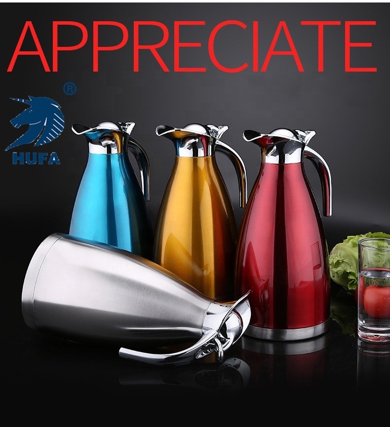 Stainless Steel Thermal Coffee Carafe with Vacuum Insulation Tea Kettle with Press Button Kitchen Travel Restaurant Use