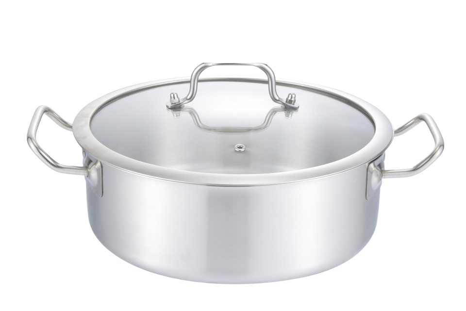 HUFA New Korean Design Straight Shape Stainless Steel Cookware Glass and Casserole with Handle for Soup Pots