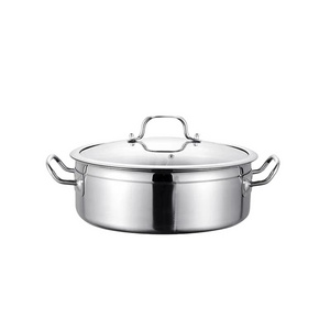 Wholesale Stainless Steel Kitchen Cookware New Induction Cooker Suitable Hot Pot with Glass Steel Lid Soup Pot