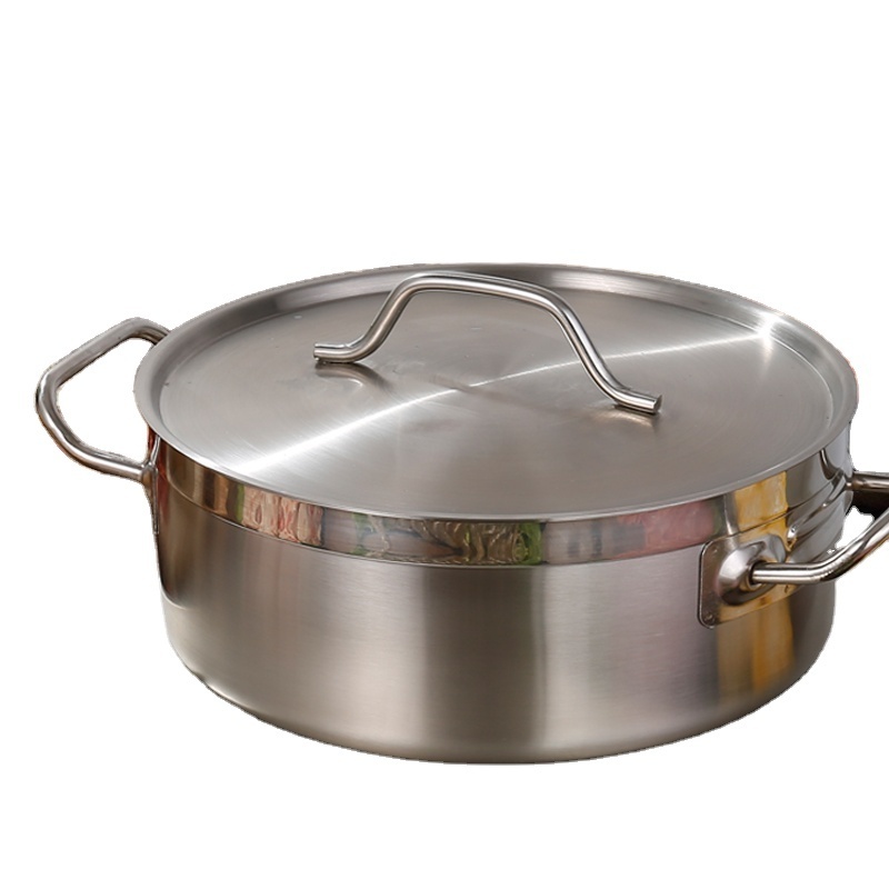 Wholesale Stainless Steel Kitchen Cookware New Induction Cooker Suitable Hot Pot with Glass Steel Lid Soup Pot