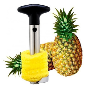 Hot Selling Stainless Steel Fruit Tools Easy-Use Manual Pineapple Peeler Corer Slicer Cutter with Metal Blade ABS Material