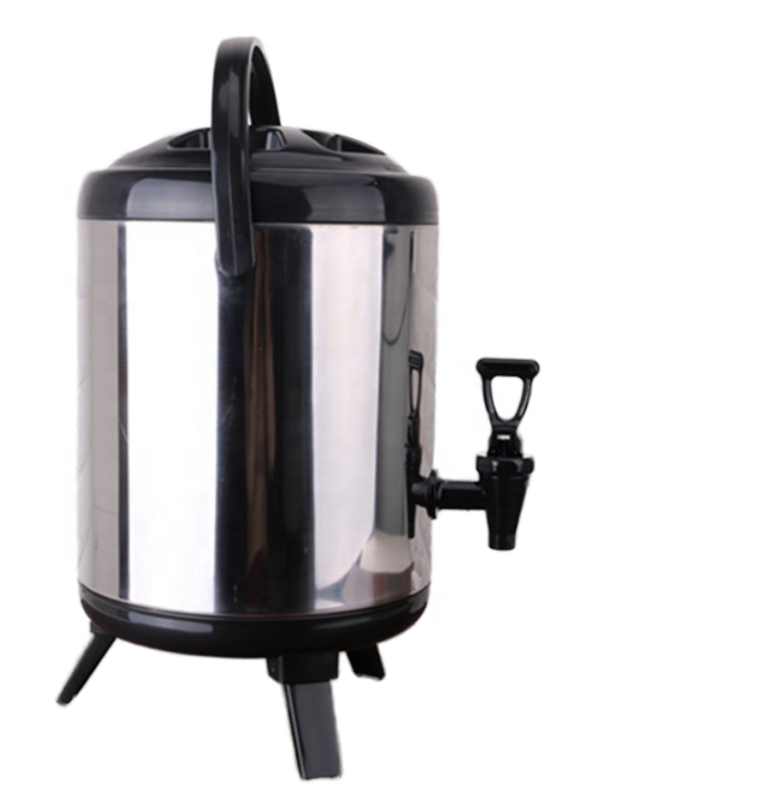 Commercial Stainless Steel Insulated Double Layer Milk Tea Bucket 8L and 10L Capacity for Milk Tea Shops