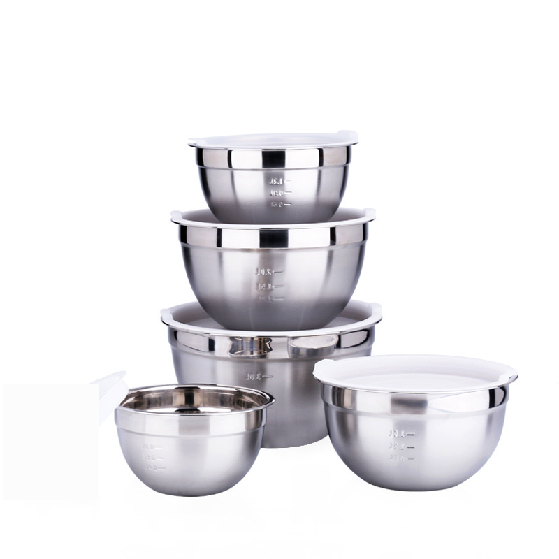 Eco-friendly Kitchen Non Skid Personalized Salad Bowl Set Mixing Bowls Stainless Steel Carton Packing Giveaways Contemporary