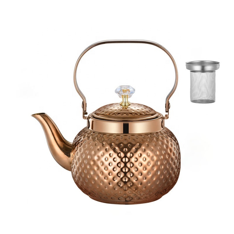 New Middle East Gold Silver Spherical Handle Arabic Stainless Steel 1.2/1.5/2L Coffee Pot induction Cooker Teapot