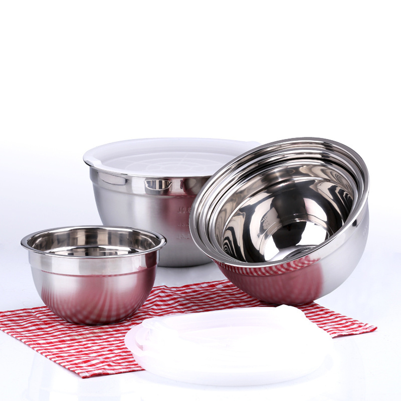 Eco-friendly Kitchen Non Skid Personalized Salad Bowl Set Mixing Bowls Stainless Steel Carton Packing Giveaways Contemporary