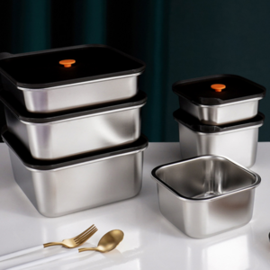 Factory Direct Stainless Steel 304 Lunch Box Square Food Container with Locking Lid and Sealed Crisper Storage Function