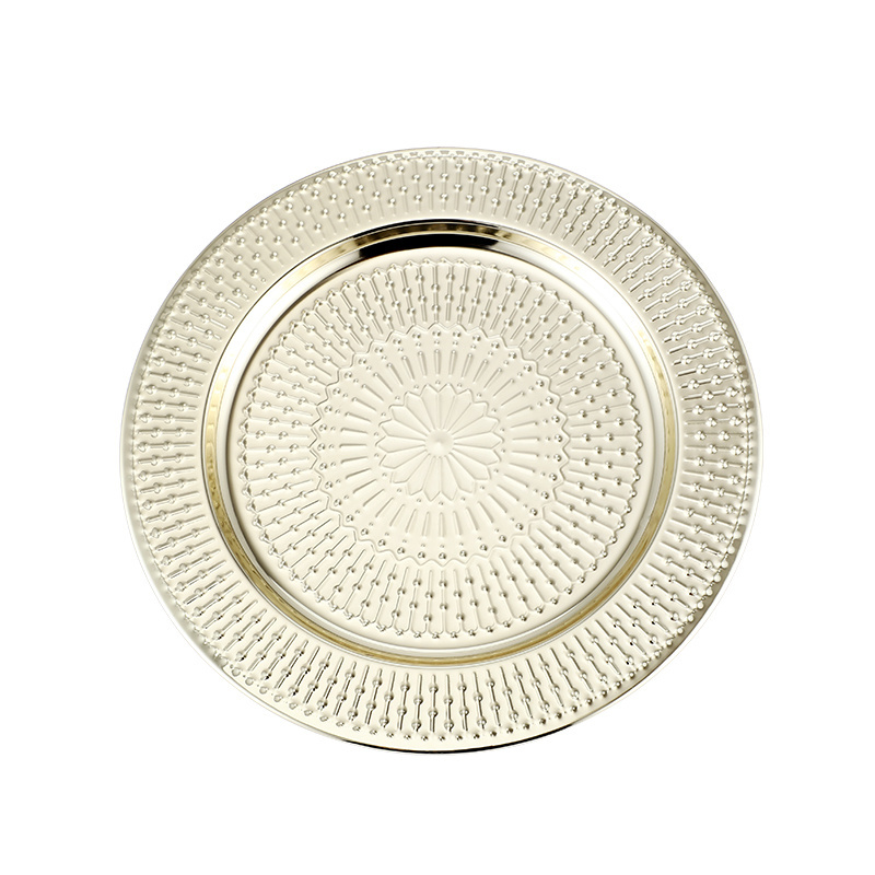 12 inch/30cm Round stainless steel serving tray kitchenware metal black silver golden copper designer charger plates