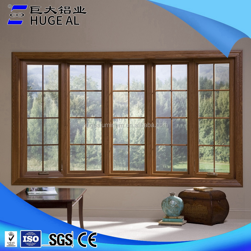 decorative aluminum fixed window with grill design