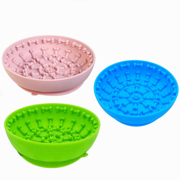 Hugebirds Silicone Pet Boredom and Anxiety Reduction Feeding Lick Bowl Wobble Slow Feeder Dog Bowl