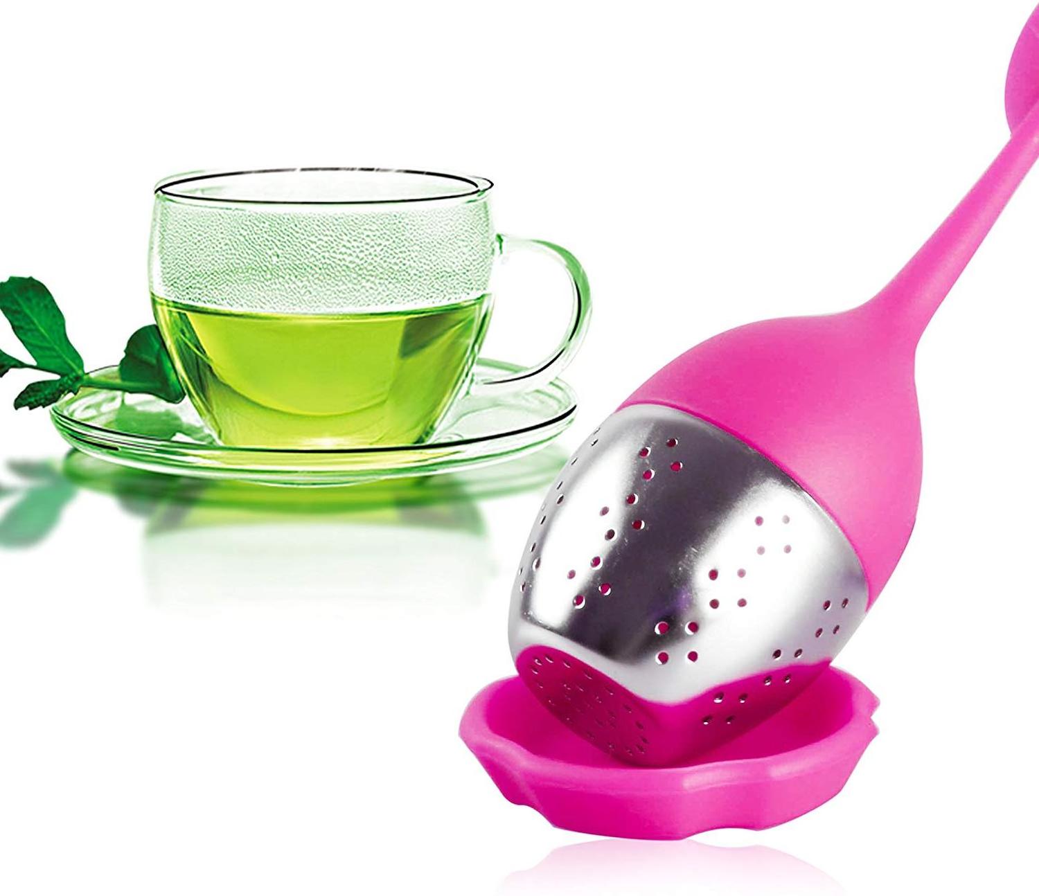 Hot Sale Long Leaf Shape Handle Stainless Steel Strainer Tea Infuser Strainer