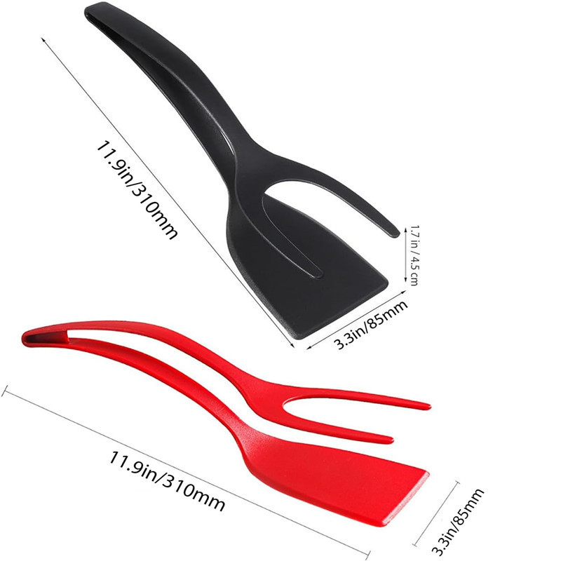 Multifunctional Silicone Fried EggTurner Double Spatula Food Clip 2 in 1 spatula Grip Flip Tongs Shovel Kitchen Spatula