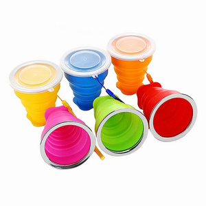 Wholesale Custom Travel Collapsible Silicone Coffee Cups Biodegradable Reusable Folding Water Cup