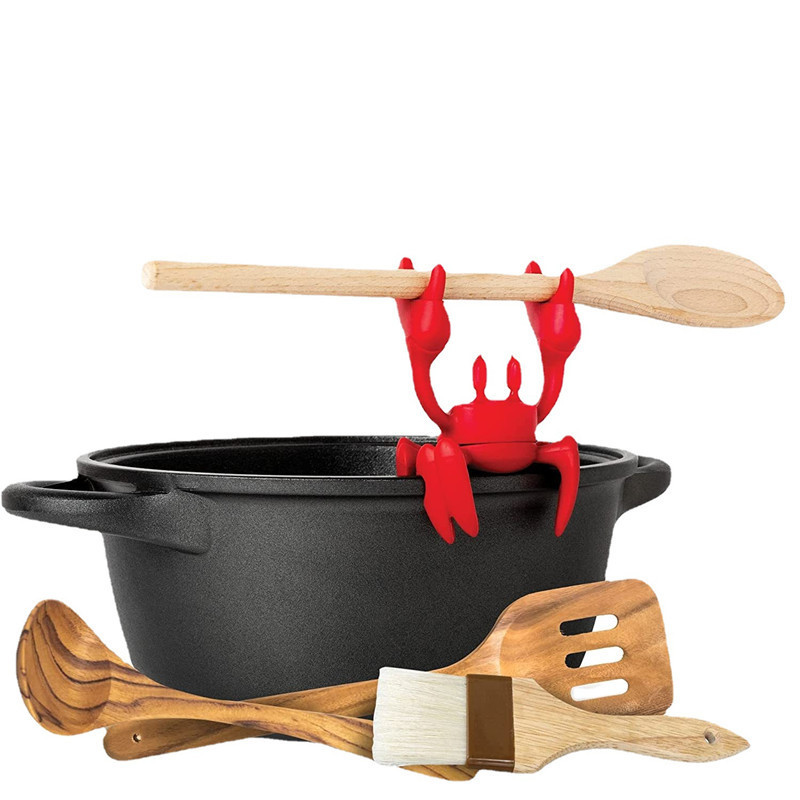 Amazon Red Crab Silicone Utensil Rest Silicone Spoon Rest for Stove Top Heat-Resistant Kitchen Grill Utensil Holder Spoon Holder