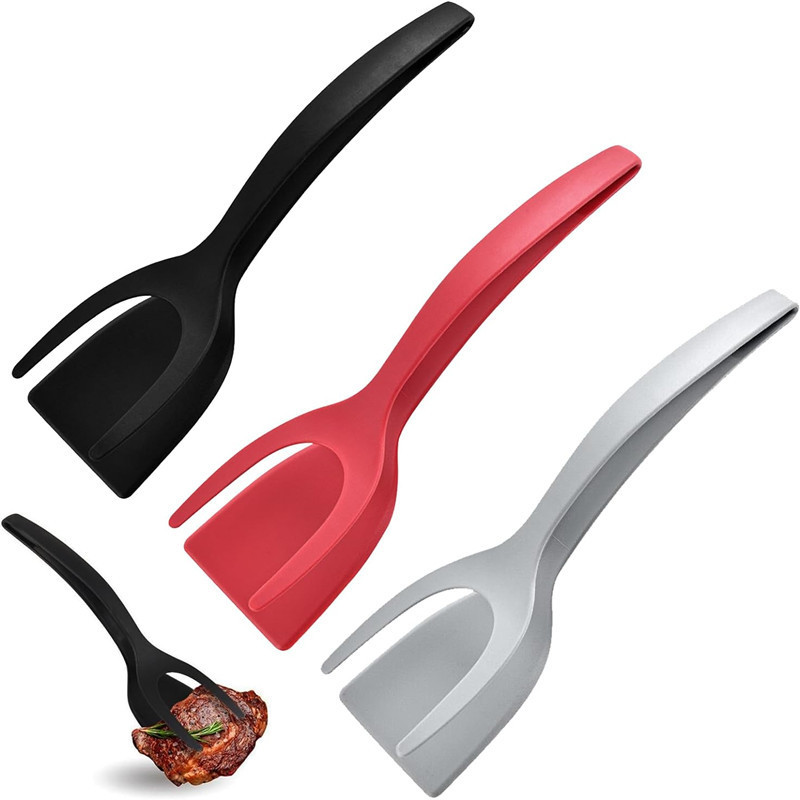 Multifunctional Silicone Fried EggTurner Double Spatula Food Clip 2 in 1 spatula Grip Flip Tongs Shovel Kitchen Spatula