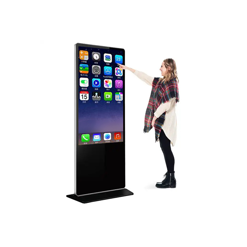 55 inch indoor android video display counter lcd ultra thin free standing vertical digital signage totem touch screen kiosk