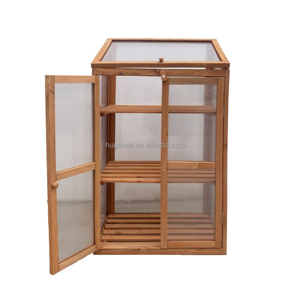 Garden Mini Nursery Vented Green House Wood Top Opening Door Cold Frame Garden Greenhouse