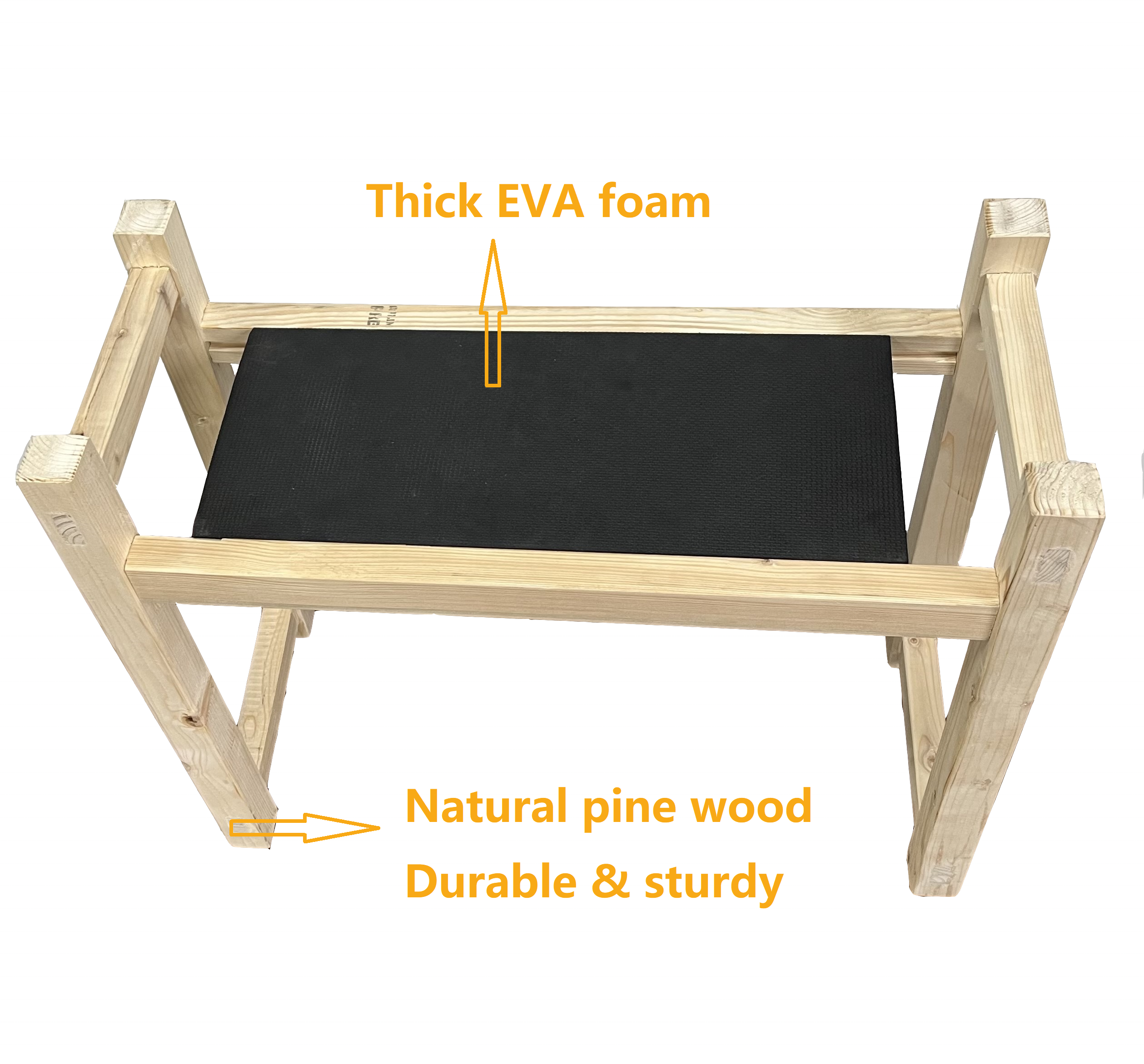 Easy Assembly Foldable 3 Adjustable Height Wooden Garden Kneeler and Seat with EVA Foam Knee Pad