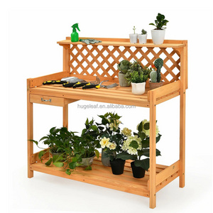 Outdoor Potting Bench Planting and Gardening Work Station Wooden Garden Table