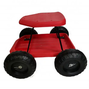 Lightweight Stackable Movable Plastic Galvanized Rolling Work Seat Garden Stool Cart Swing Work Seat With 4 Wheels