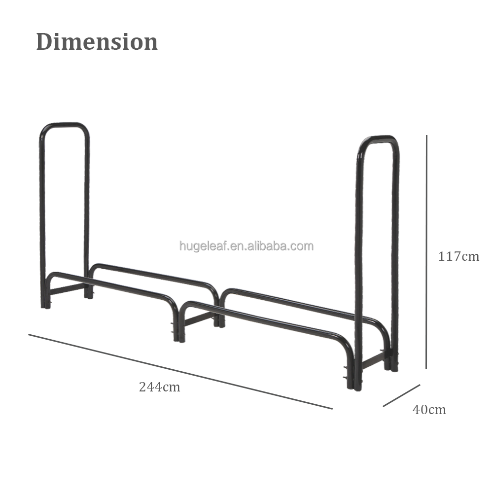 8 Feet Adjustable Steel Firewood Storage Rack Heavy Duty Outdoor Fireplace Log Holder with Cover