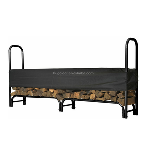 8 Feet Adjustable Steel Firewood Storage Rack Heavy Duty Outdoor Fireplace Log Holder with Cover