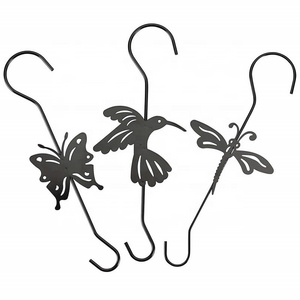 Garden Outdoor Decoration S Shape Metal Hanging Planter Hooks with Butterfly Design