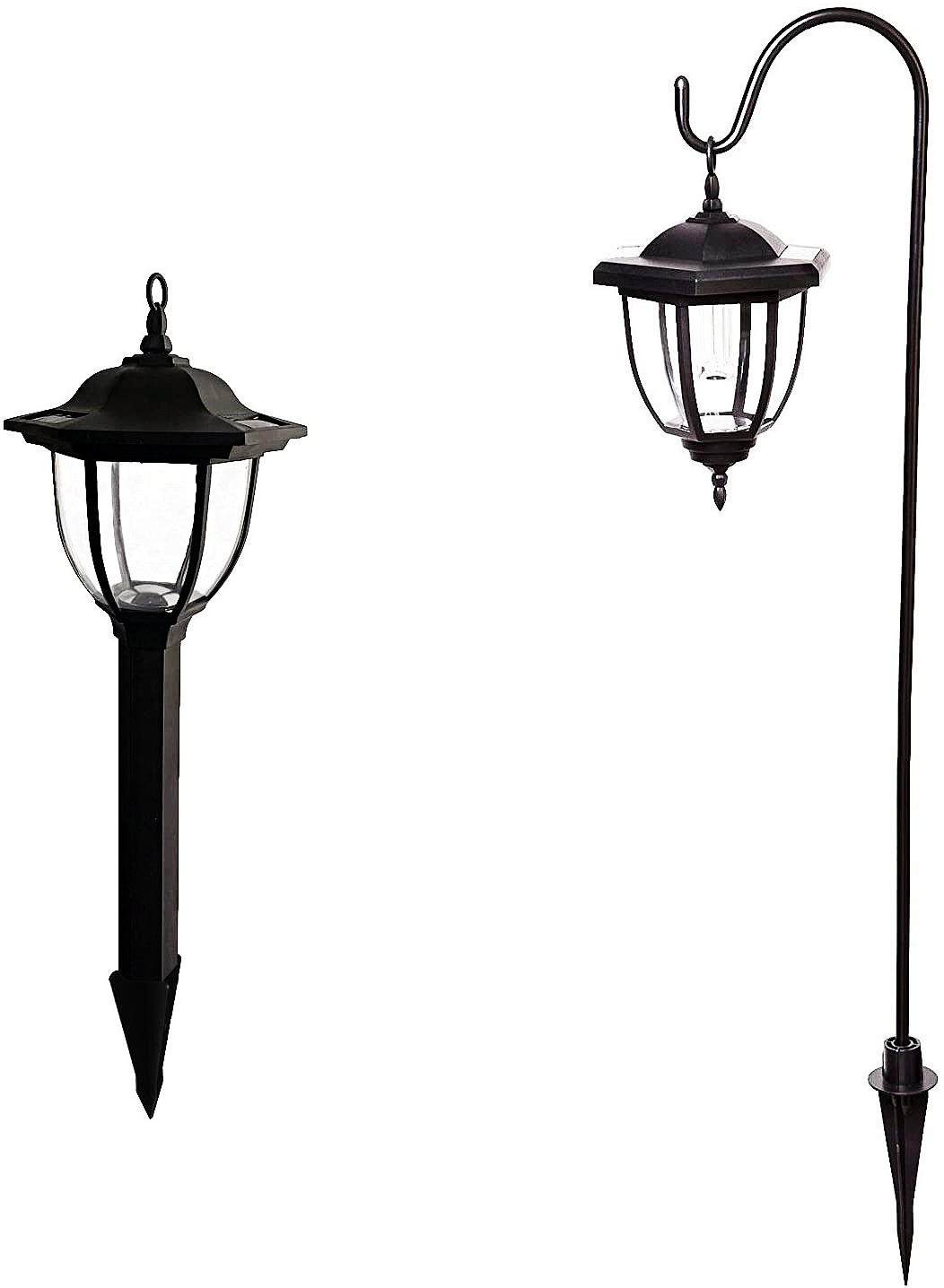 Garden Hanging Lantern with Shepherd Hook Outdoor Coach Lanterns Hook Metal Pole Solar Hanging Lights