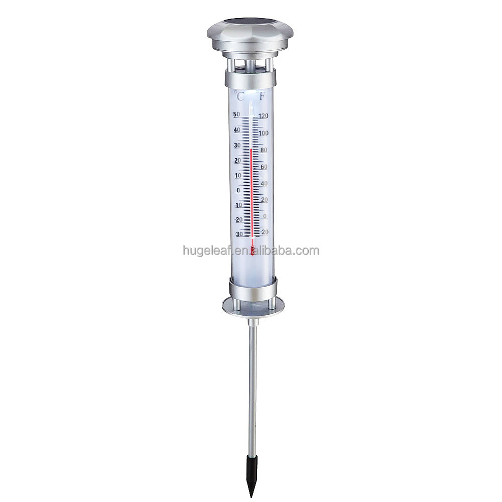 Plastic Garden Led Solar Outdoor Thermometer with ground stake