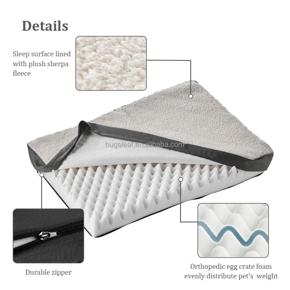 Washable Cover Egg Crate Foam Pet Bed Breathable Dog Mattress Memory Foam Orthpoedic Dog Bed