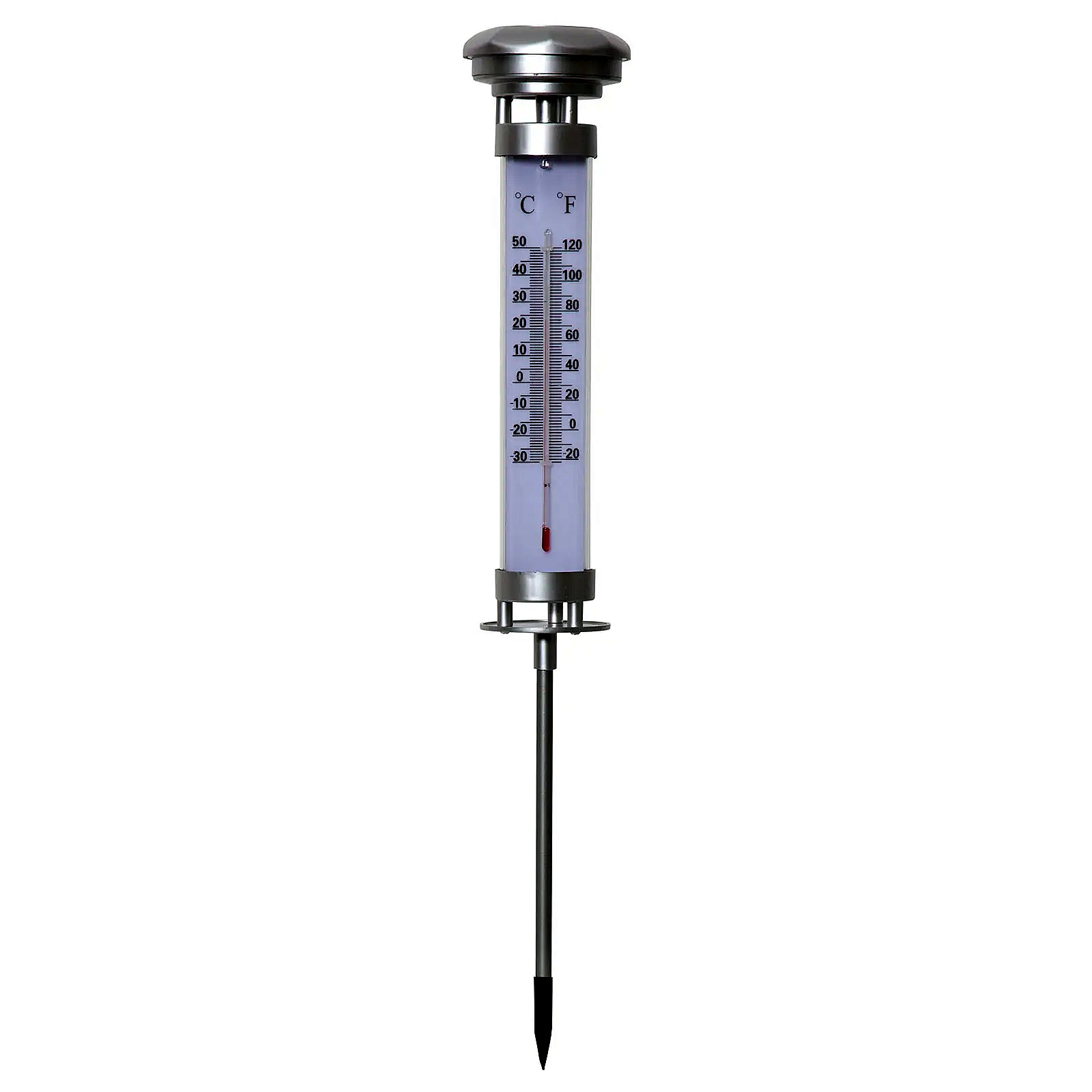 Plastic Garden Led Solar Outdoor Thermometer with ground stake