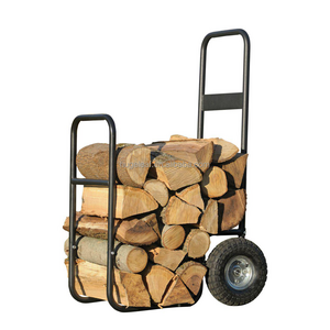 Wood Mover Rolling Cart Metal Fireplace Trolley Garden Firewood Cart with 2 Wheels