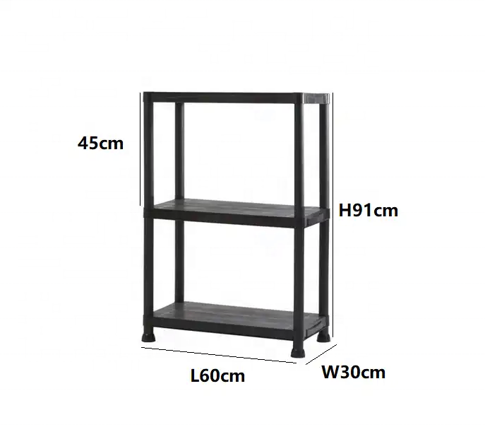 3-Tier Easy Assembly Adjustable Lightweight Display Stacking Racks Warehouse Garden Boltless Racks Storage Plastic Shelves