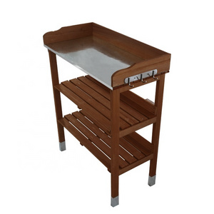 Wholesale  Outdoor Garden Wooden 3 tier Metal Table decoration wooden potting table potting benches