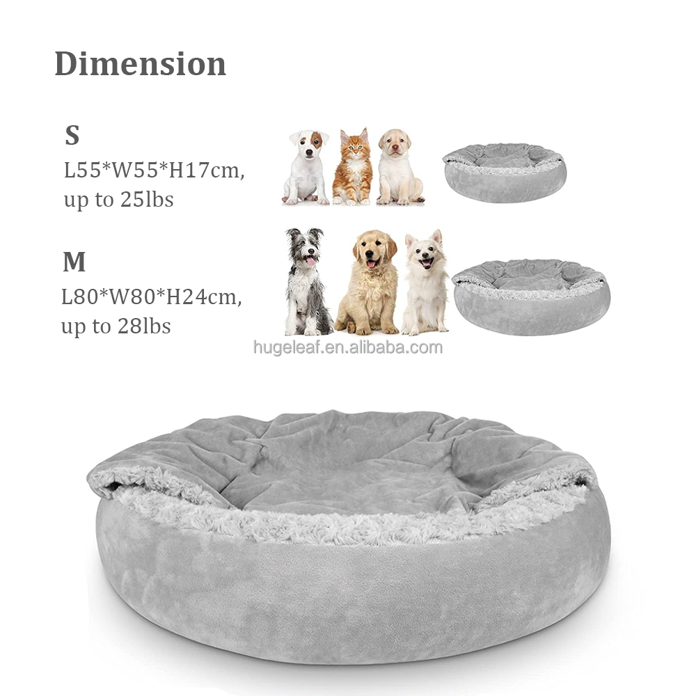 Cozy Cuddle Luxury Puppy Cat Bed Washable Plush Velvet Pet Caved Bed Donut Round Small Dog Bed