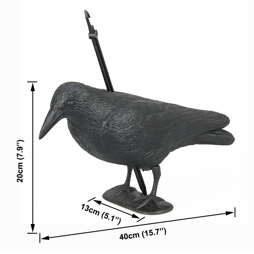 Decoy Garden Bird Scarer Stand Black Plastic Crow for hunting