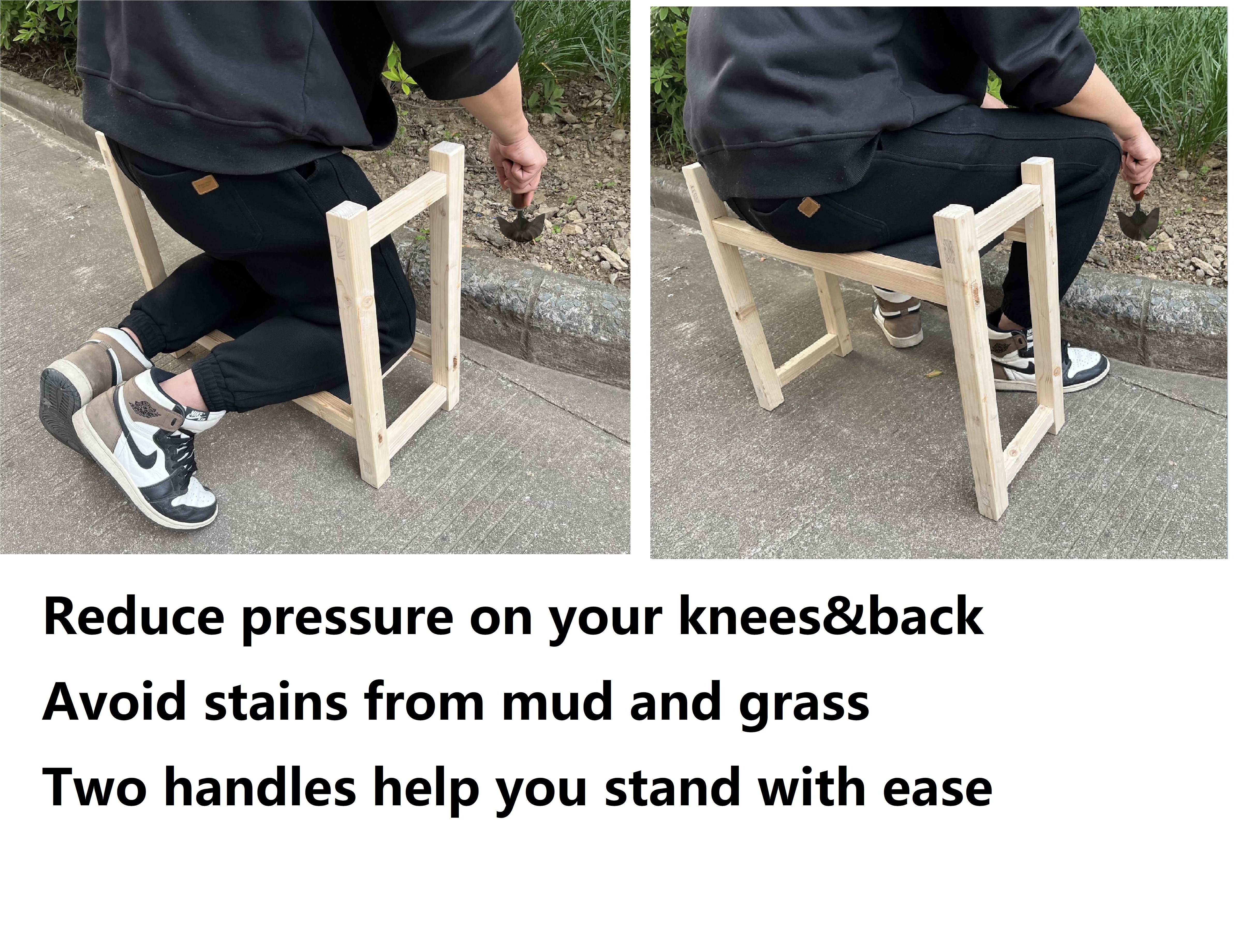 Easy Assembly Foldable 3 Adjustable Height Wooden Garden Kneeler and Seat with EVA Foam Knee Pad