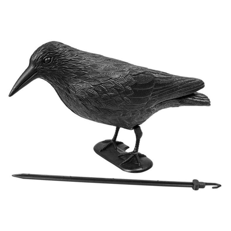 Decoy Garden Bird Scarer Stand Black Plastic Crow for hunting