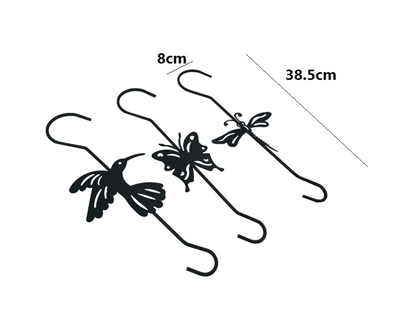 Garden Outdoor Decoration S Shape Metal Hanging Planter Hooks with Butterfly Design