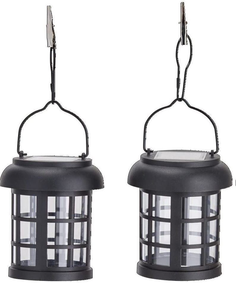 Hanging Light with Shepherd Hook Retro Solar Lights Outdoor Waterproof Garden Hanging Solar Lanterns