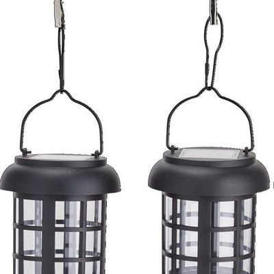 Hanging Light with Shepherd Hook Retro Solar Lights Outdoor Waterproof Garden Hanging Solar Lanterns