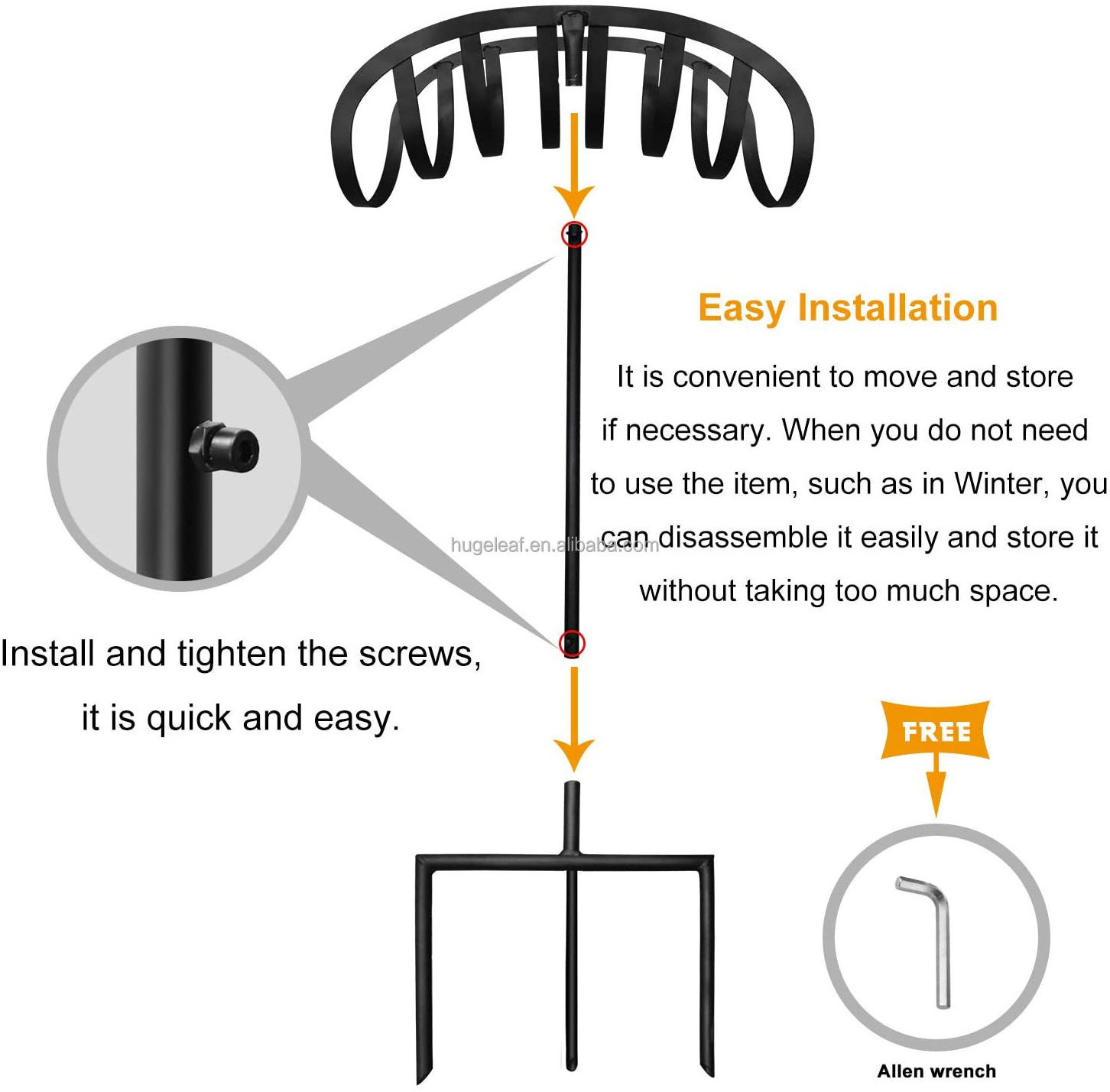 Heavy Duty Hose Storage Detachable Decorative Water Hose Hanger Stands Freestanding Garden Metal Hose Holder