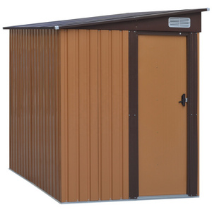 7'x5' Garden Outdoor Pent Flat Roof Vertical Metal Tool Storage Shed with Lockable Door